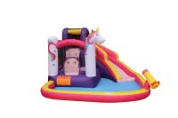 מתנפח מים QW006 JUMPY מגלשת מים כפולה + בריכה + רובה מים מובנה  מתנפח מים חד קרן | אבי שושן החוויה אבי שושן החוויה