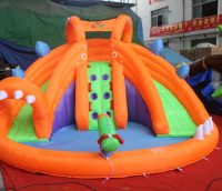מתנפח מים QW086 JUMPY ענק מגלשת מים כפולה + בריכה + רובה מים מובנה  מתנפח מים דינוזאור | אבי שושן החוויה אבי שושן החוויה